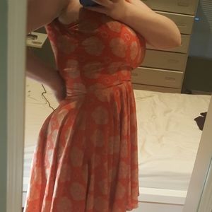 Flowy Coral A-line Sleeveless Sundress